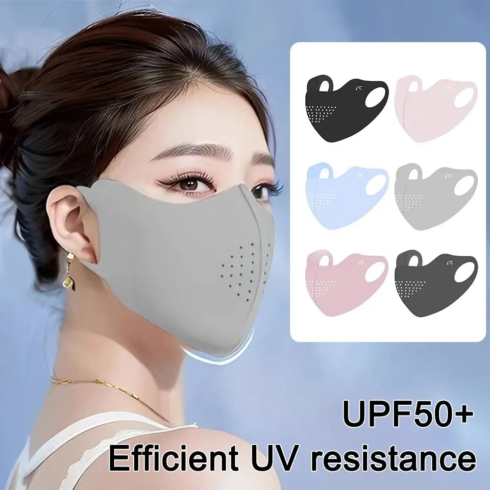 Soft Uv Sun Protection Cycling Face Mask Breathable Thin Ice Silk Face Mask Face Cover Summer