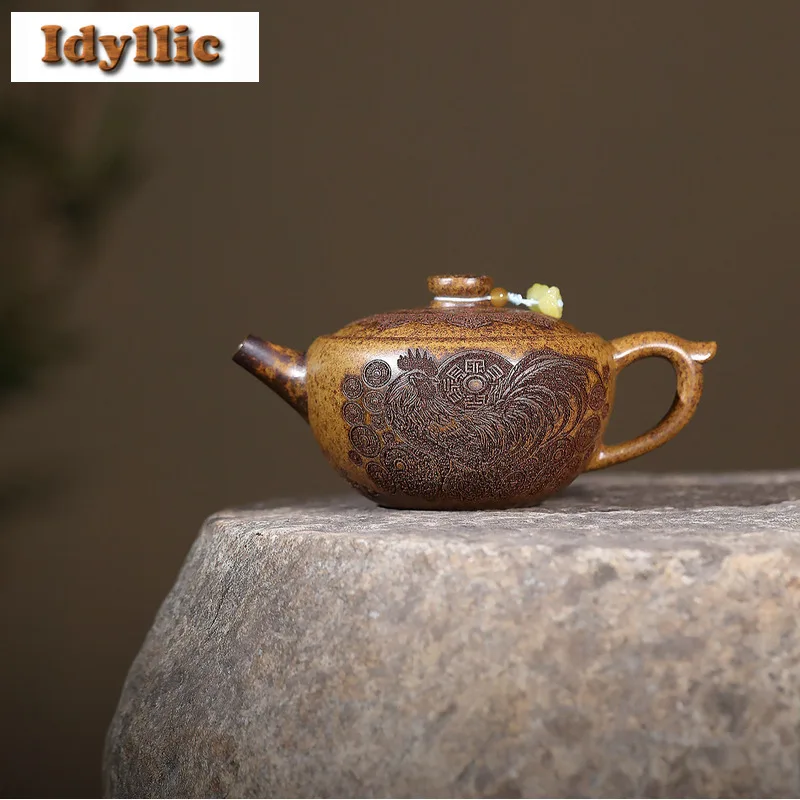 

300ml Classic Yixing Purple Clay Teapots Handmade Jade bowl Pot Raw Ore wood-fired porcelain Mud Tea Maker Kettle Zisha Tea Set