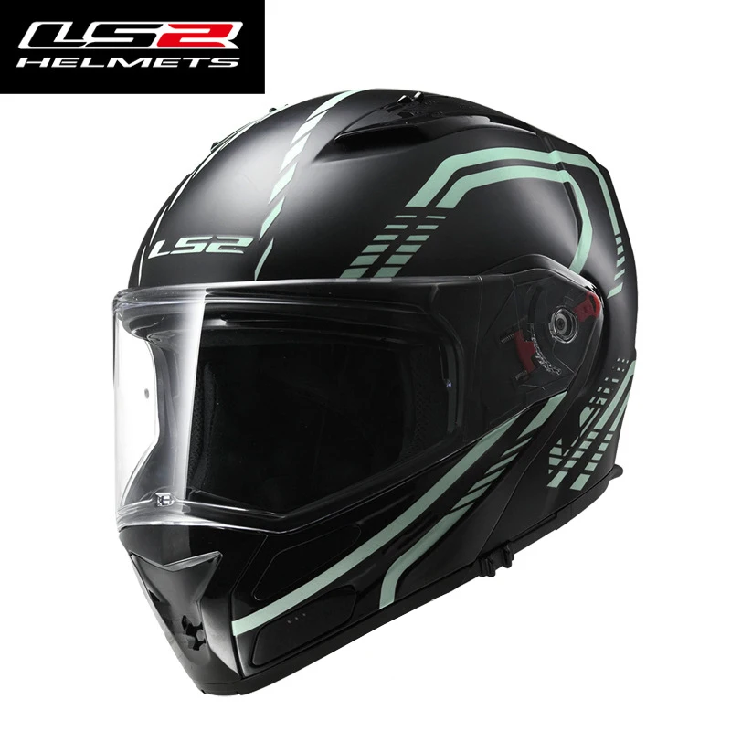 LS2-casco de cara completa para motocicleta, accesorio Original FF324 Metro, Eva, negro mate, brilla en la oscuridad, doble lente, abatible hacia arriba