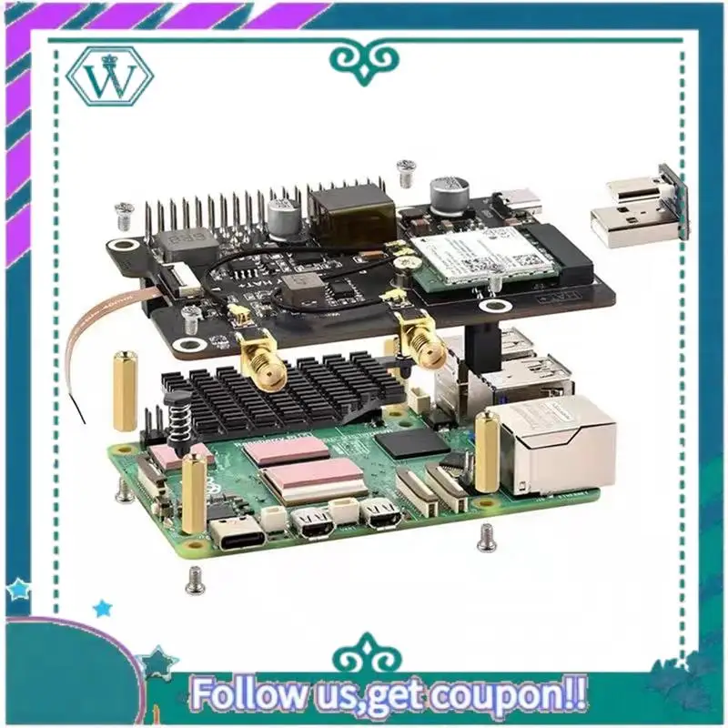 

Upgraded For Raspberry Pi 5 Pcie To M.2 E KEY With Poe HAT+ Expansion Board BE200 Tri-Band Wireless Network Card For RPI 5