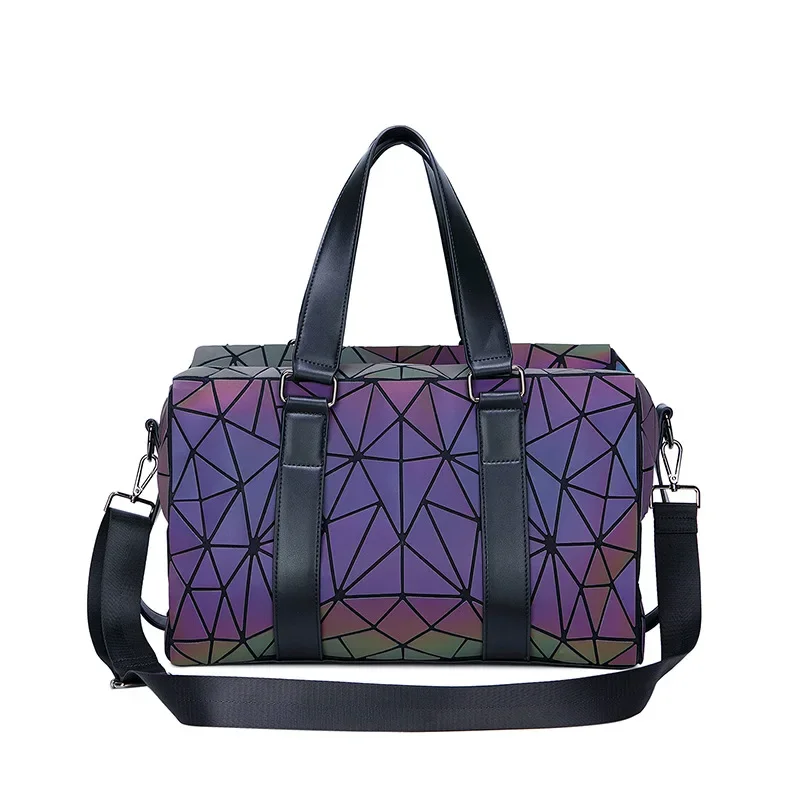 Bolsas de equipaje de viaje geométricas luminosas para mujer, bolso de mano de viaje, bolso de fin de semana, bolso de hombro de gran capacidad, 2024