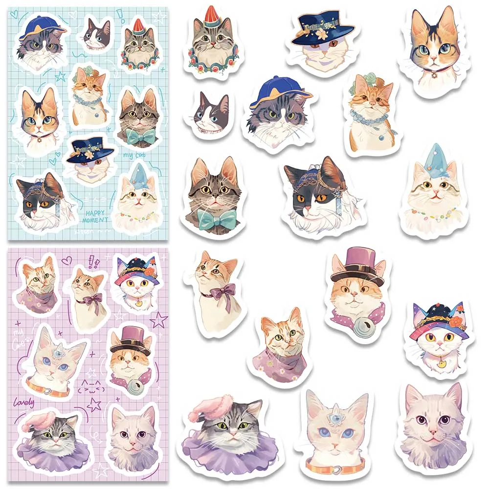 32Sheets Cute Cats DIY Puzzle Stickers Cartoon Face Funny Animals Assemble Stickers Luggage Bike Phone Kids Boys Girls Teen Toys