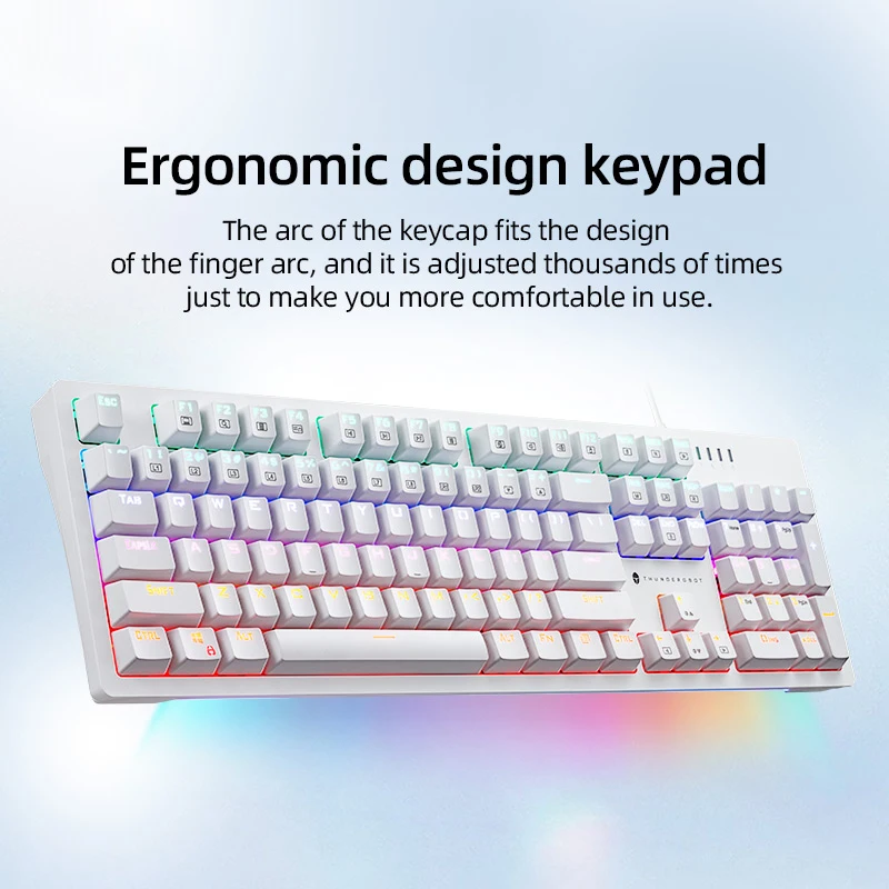 ThundeRobot KG3104 104คีย์คีย์บอร์ด USB แบบมีสาย LED Backlit Gaming คีย์บอร์ด Gamer สีฟ้าสีแดงสำหรับเดสก์ท็อป