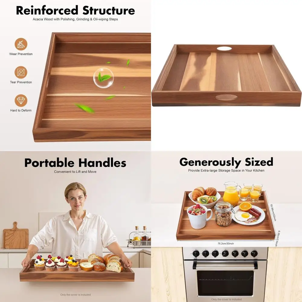 

30 x 22 Universal Wood Stove Cover for Gas, Electric, and Induction Cooktops - Kitchen Cutting Board and Sink Cover