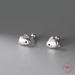 925 Sterling Silver Animal Rabbit Stud Women's Earrings Cute Small Zodiac Signs Earring Birthday Girl Piercing Jewelry Enfashion