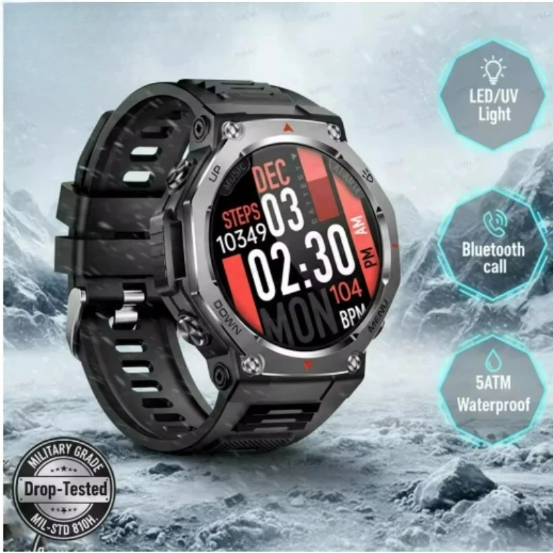 

2026 Новые Смарт-часы для мужчин 10 АТМ IPX8 Водонепроницаемые Смарт-часы Компас Высотомер Барометрический 1,43 ''AMOLED-браслет 2026 НОВЫЙ