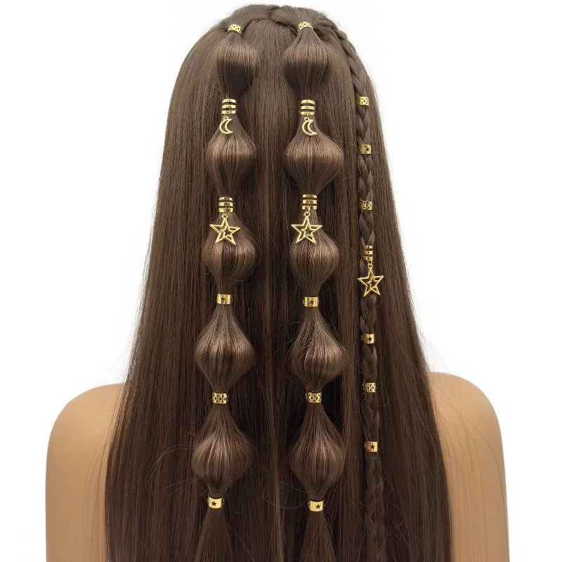 

45Pcs Star Moon Dreadlock Hair Rings Punk Style Metal Hoops for Braids Accessories Secure Fit Easy Install for Daily Party