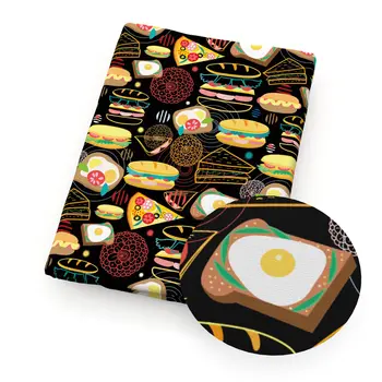 Pizza, hamburger, houby, rajčata, potištěná polyesterová bavlněná látka na šití hedvábných tkanin, materiál na vyšívání, DIY, c17571 8 nejlepší prodej rajčatová tkanina - №1