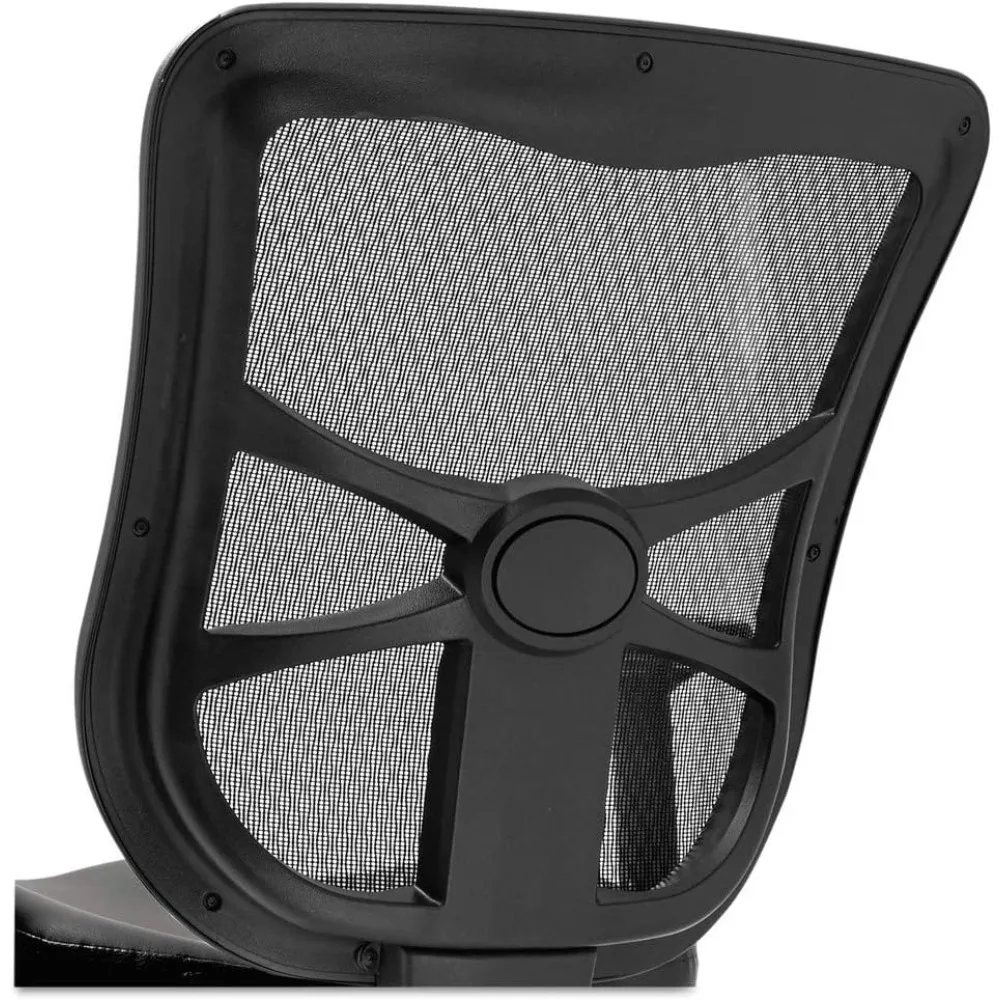 EL4215 Elusion Series Mesh-Multifunktionsstuhl mit mittlerer Rückenlehne, schwarzes Leder