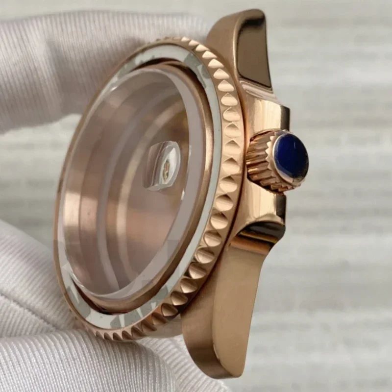 40mm Stainless Steel Solid Bottom Rose Gold Case Substitute Submariner Case Sapphire Glass Suitable for NH35/36 Eta2824 Movement