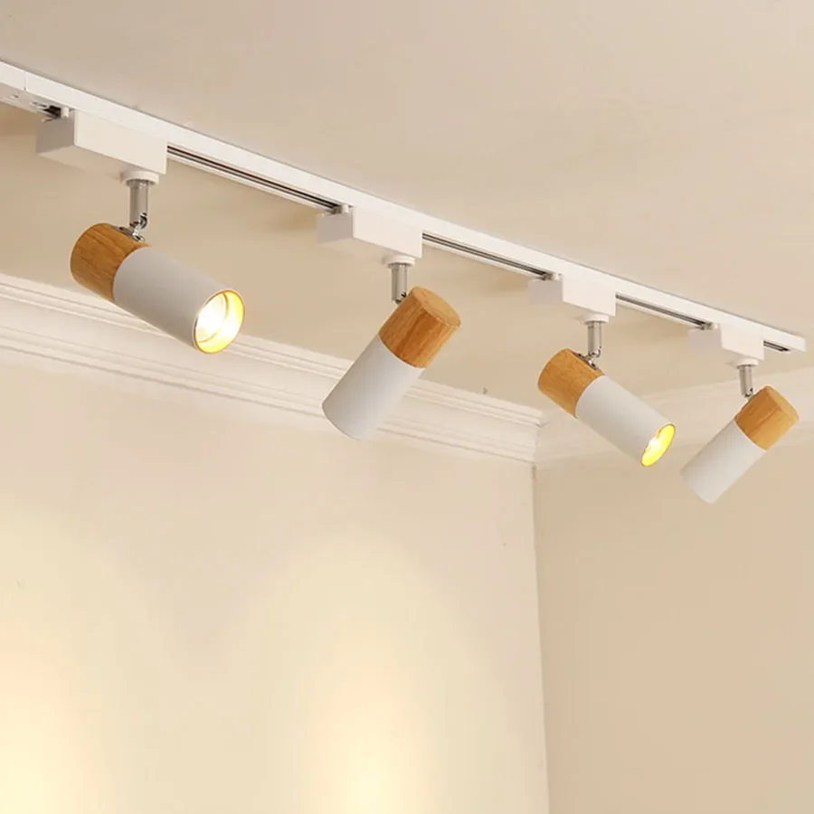 1PC Modern Wooden LED Track Lamp Spot Light 10W Rotating Rail Spotlight For Restaurant Clothing Store Window Exhibition Decor image 3