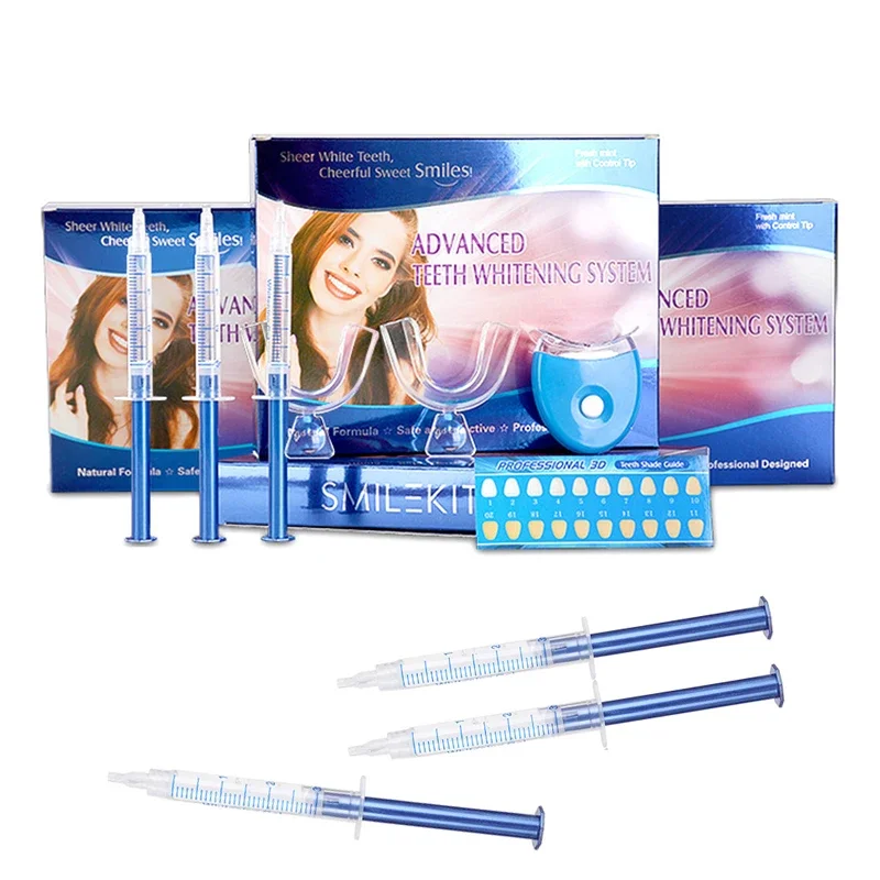 Home Use Dental Teeth Whitening Kits 44% Peroxide Bleaching System LED Cold Light + 6Pcs Tooth Whitening Gel Oral Hygiene Care