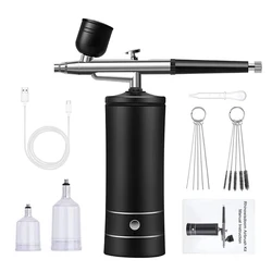 Portable Rechargeable Wireless Airbrush With Compressor Single Action Spray Gun For Face Beauty Nail Art Tattoo Craft Cake Paint