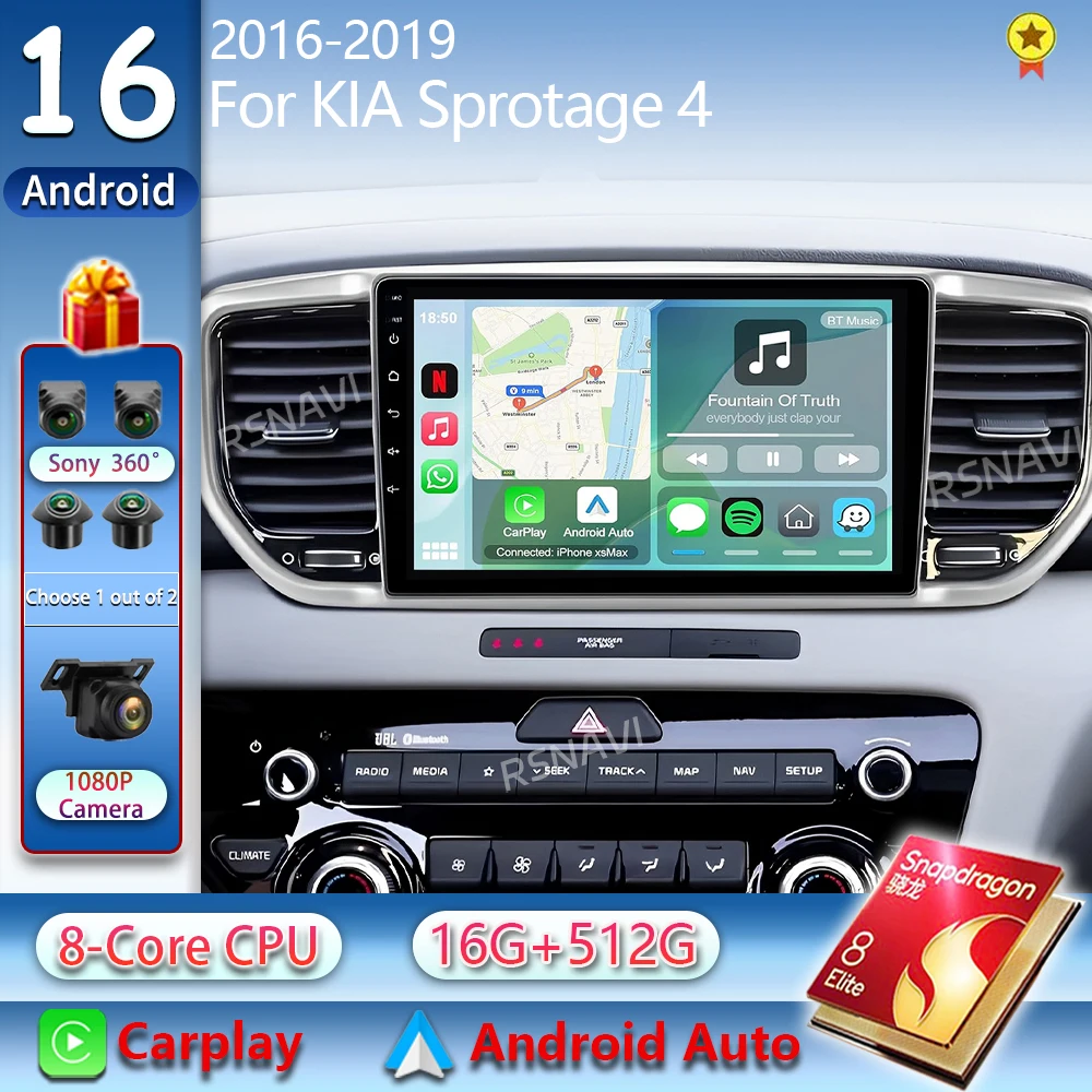 Android 16 Für Kia Sportage 4 QL 2016 - 2018 2K QLED Android Autoradio Multimedia-Videoplayer GPS Stereo CarPlay 4G Head Unit