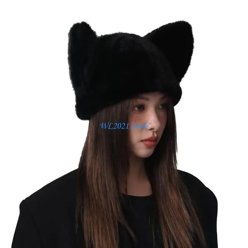 G5GC الكبار المراهقين رشاقته القط شكل الأذن أفخم قبعة لينة الشتاء دفئا قبعة ركوب الدراجات #4