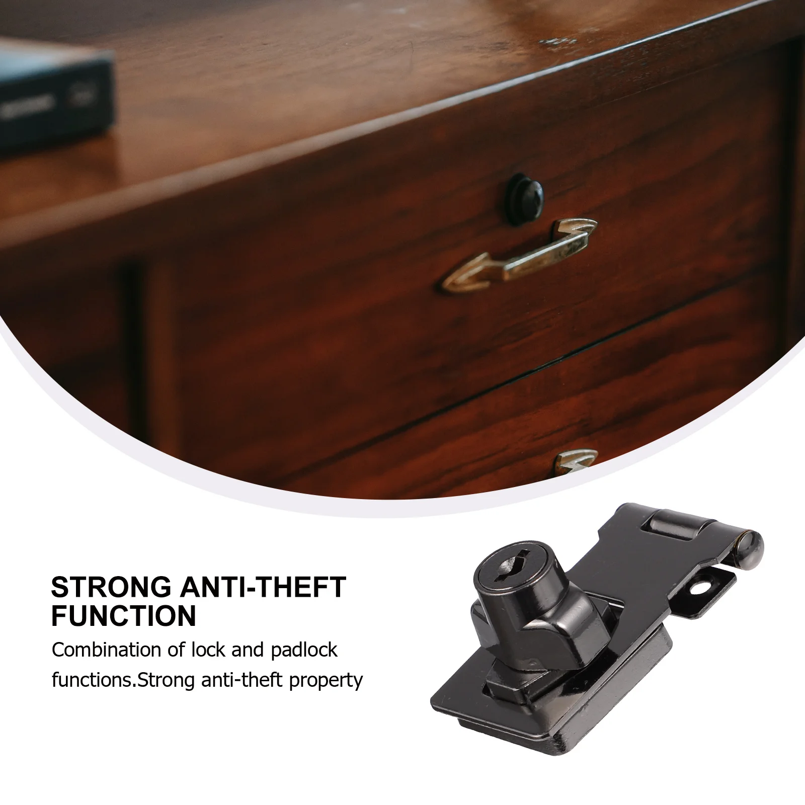 

2Pcs Keyed Hasp Locks 90 Degree Metal for Cabinet Door Drawer Wardrobe Home Office Security Locking Hardware