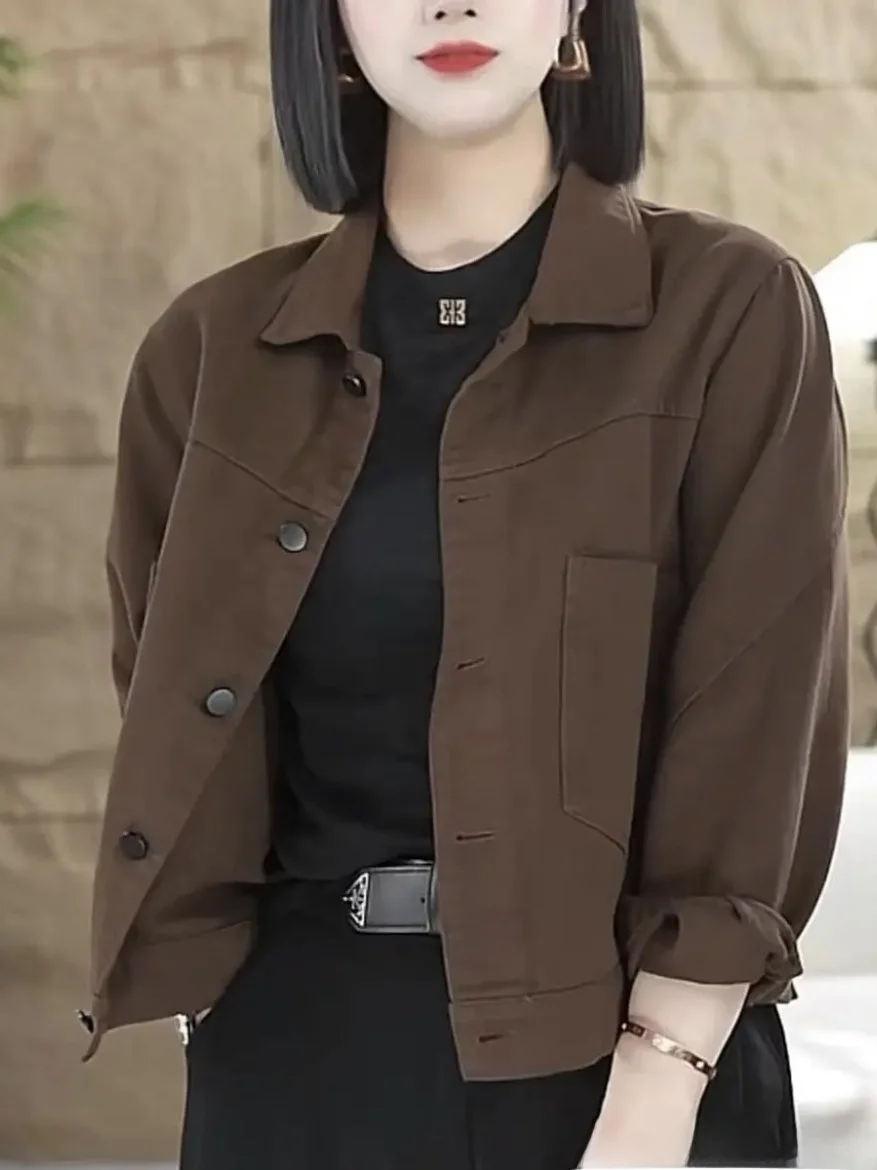 

Short Loose Bright Color Women's Denim Jacket Casual Design Slimming Jacket Popular Top Spring Autumn New Style Cotton Blend