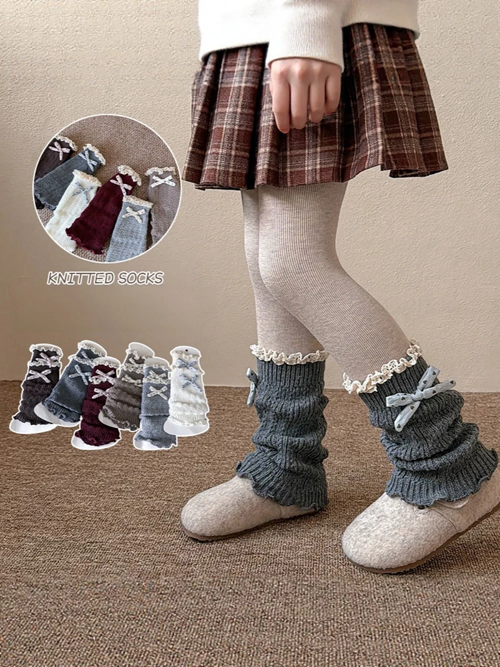 3-16T Girls' Leg Warmers Autumn Kids' Dance Leg Warmers Girls Sock Sleeves Bow Children's Gaiters for Legs