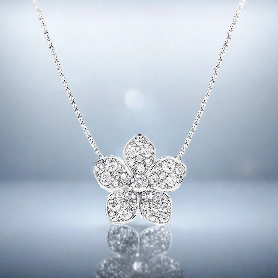 

"Morning Dew" Fairy Style Flower Pendant s925 petal flower light clavicle chain dating advertisement Qixi gift