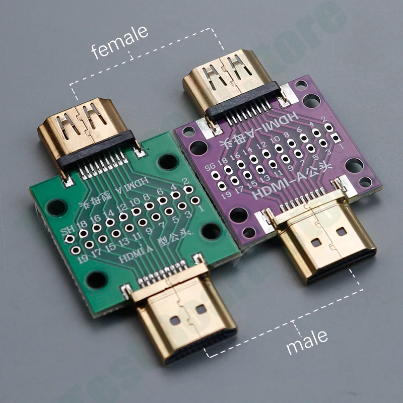 1pcs HDMI Male and Female Test Board MINI Connector with PCB Board  2.54mm pitch 19/20 pin DP HD A Female To Male Adapter Board