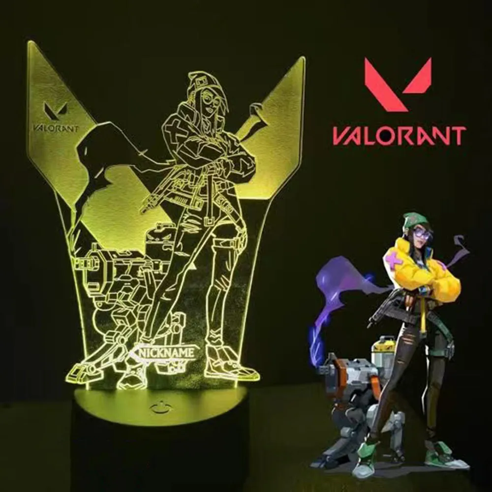 Hot Gaming Valorant Nightlight Killjoy Raze Viper Reyna Figure Colorful Table Lamp For Gamer Game Room Decoration Dropshipping