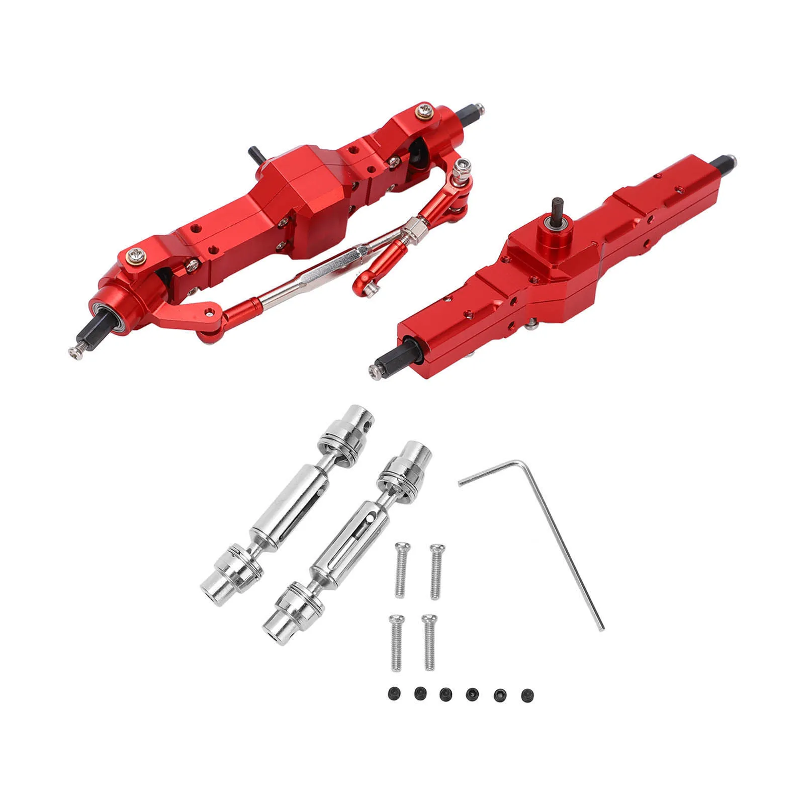 

RC Front Rear Drive Axle Kit Aluminum Remote Control Car Axle Red for WPL C14 C24 1/16 RC Vehicle