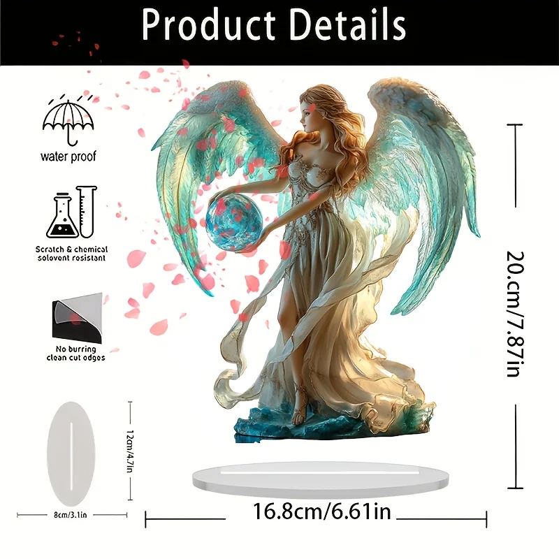 زخرفة مسطحة ثنائية الأبعاد/تمثال أكريليك ملاك بوهيمي/ديكور سطح الطاولة وديكور النافذة #5