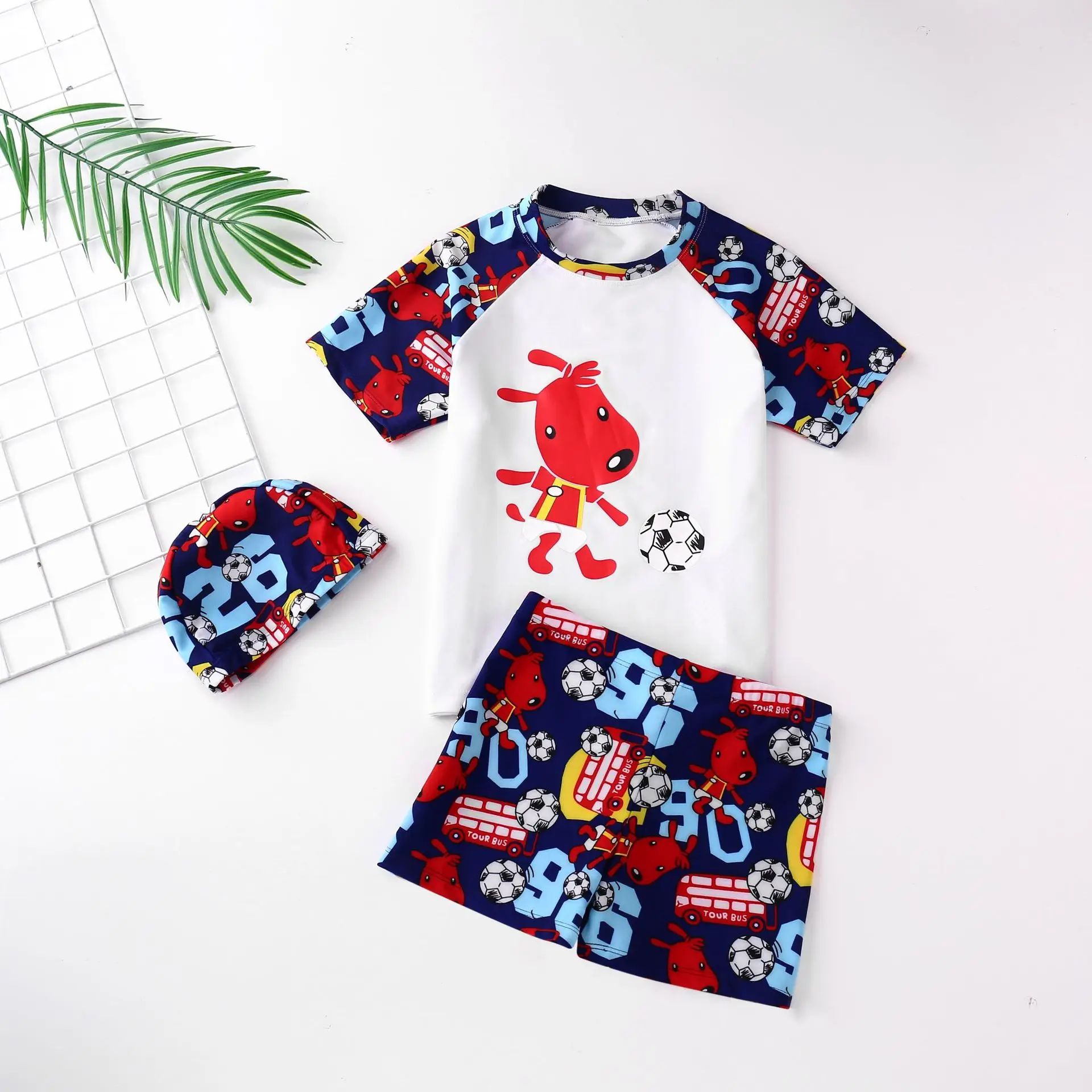 Children's Cartoon Two Piece Swimsuit, Big Boy, Professional Baby Boy Swimming Trunks, Shark Sun Protection, Hot Spring Swimwear