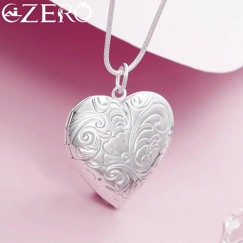 925 Sterling Silver Beautiful heart photo frame Necklaces For Women fashion party wedding engagement Jewelry birthday gifts