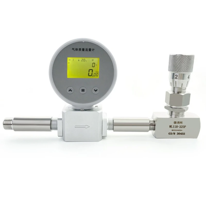 

Digital micro gas mass flowmeter, straight tube section needle valve controller, control flow size