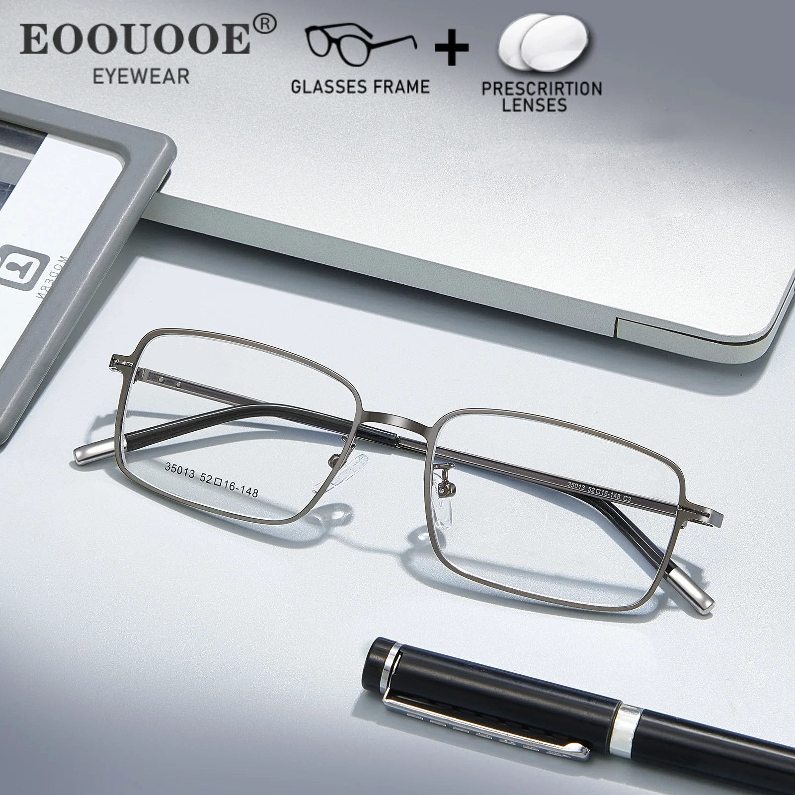 

Square Men's Myopia Prescription Glasses Recipe Astigmatism Lenses Progressive Eyewear Reading Office Anti Blue Light Eyewear