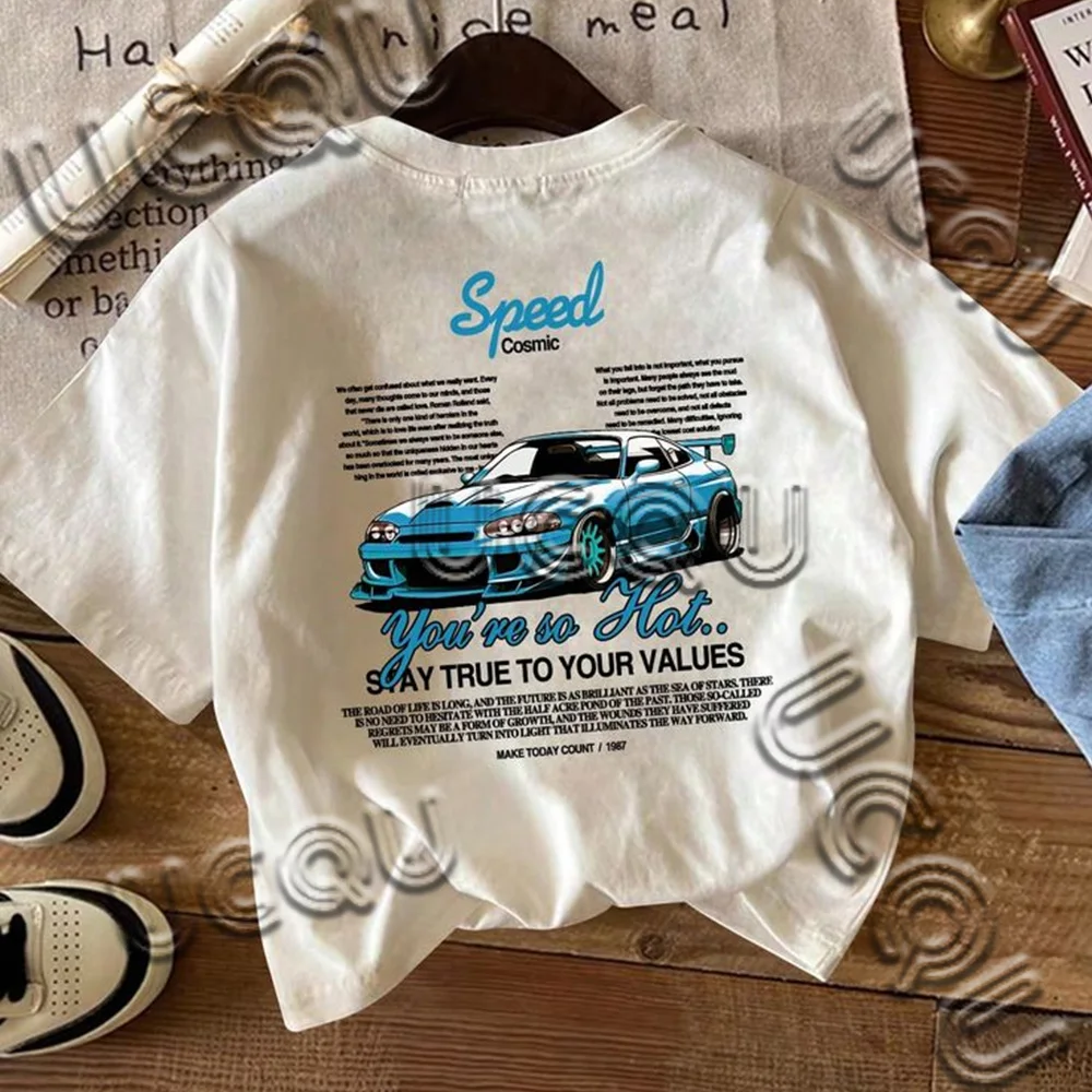 Women\'s Oversized Round Neck Short Sleeved Letter Printed T-shirt Casual Daily Clothing Loose And Fashion Harajuku Street Tshirt