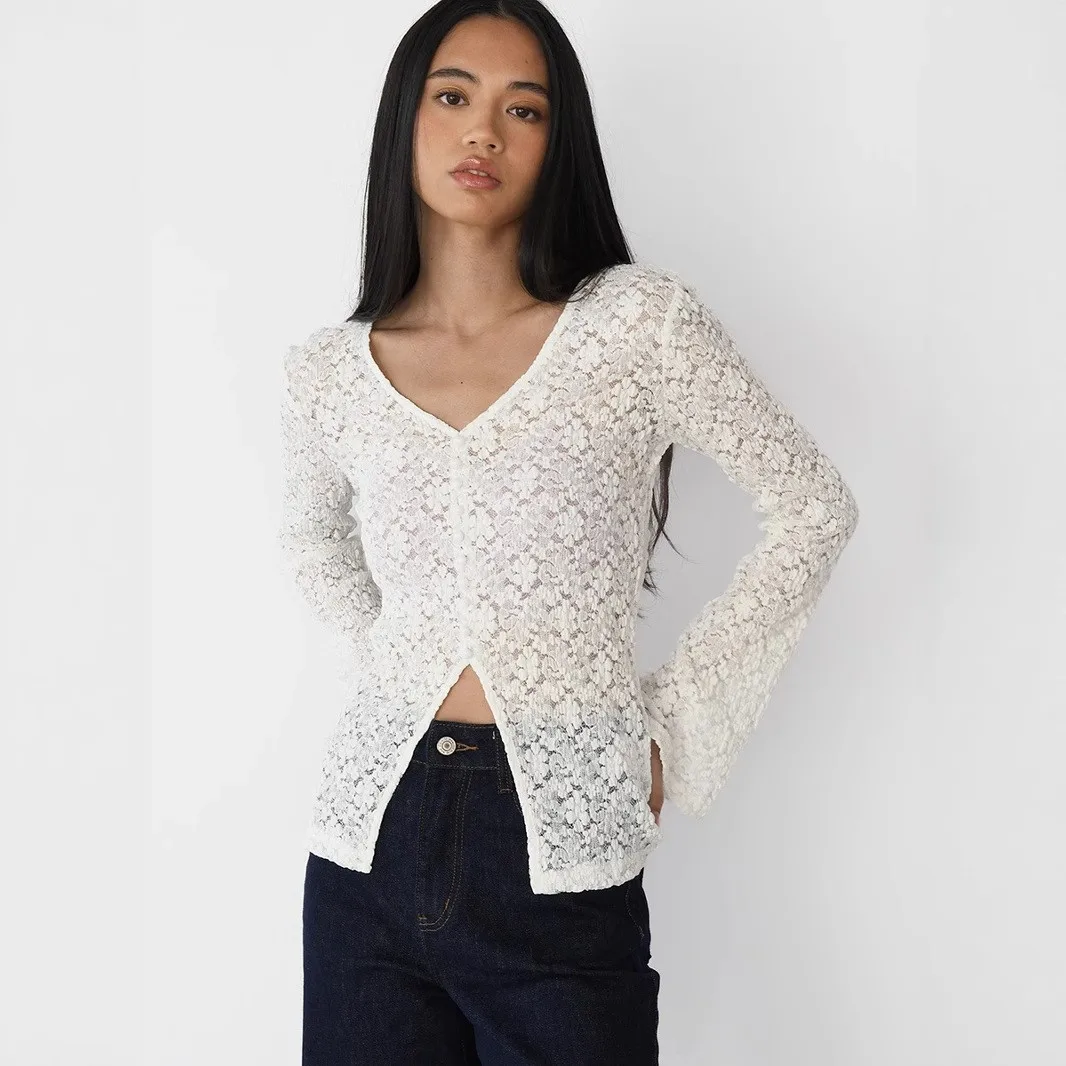 Long Sleeve Slim Fit Top Regular Length Japanese Korean Casual Women Top with Pullover Style No Iron Finish Long Sleeve Shirts