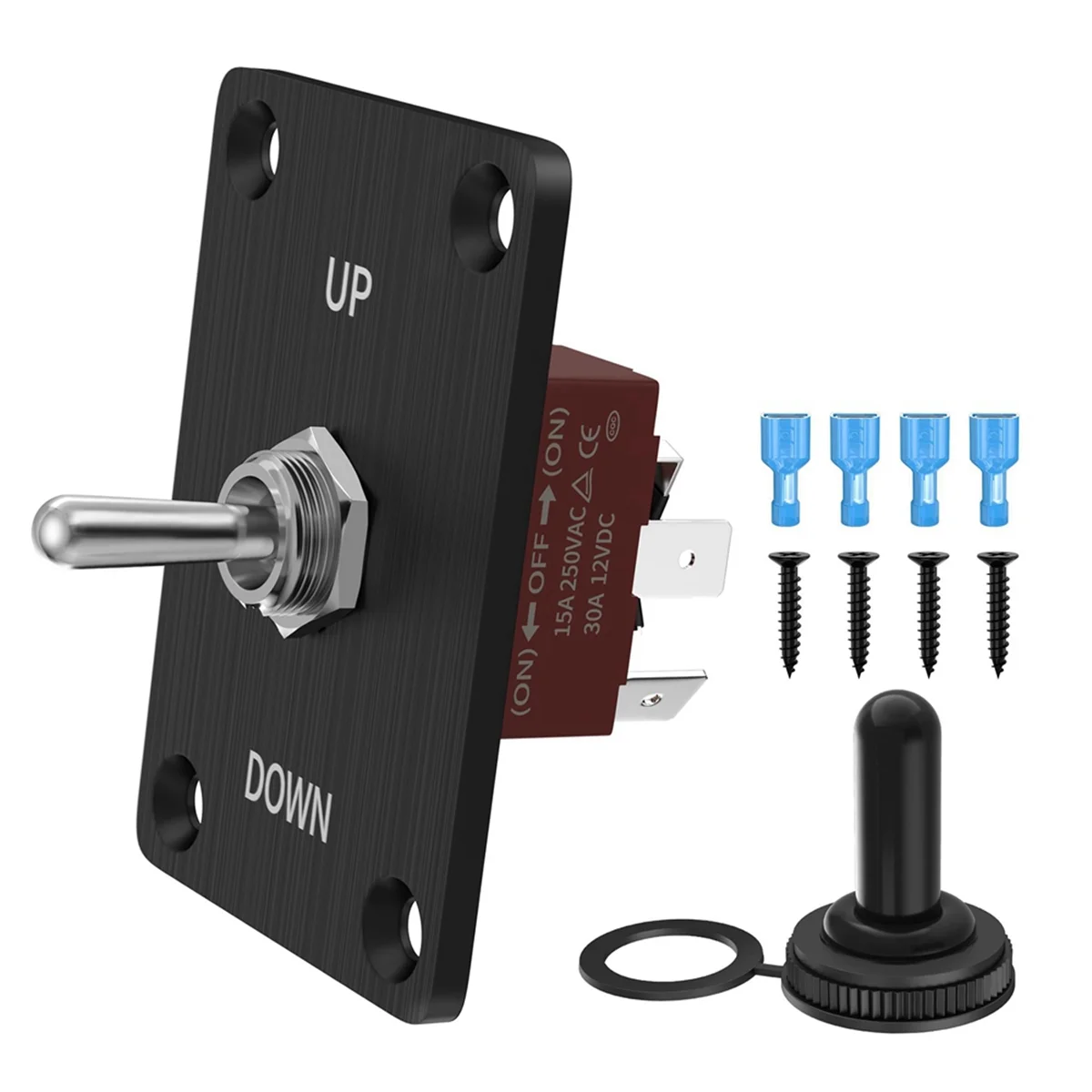 Rocker Toggle Switches Momentary Polarity Reverse Switch 6 Pin 3 Position (ON)-Off-(ON) with UP/Down Plate for RV