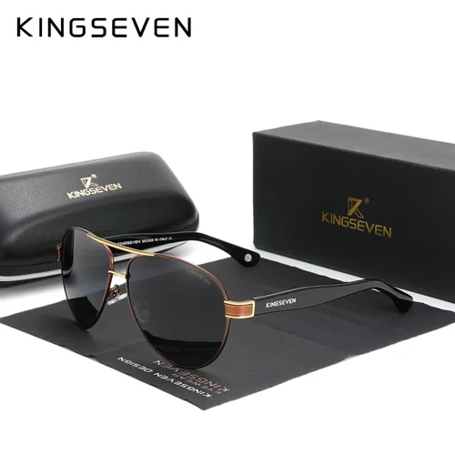 Imagen 2 del producto KINGSEVEN-gafas de sol polarizadas para hombre y mujer, lentes de sol con gradiente, patillas de núcleo de alambre de acetato, gafas de piloto UV400, novedad de 2022
