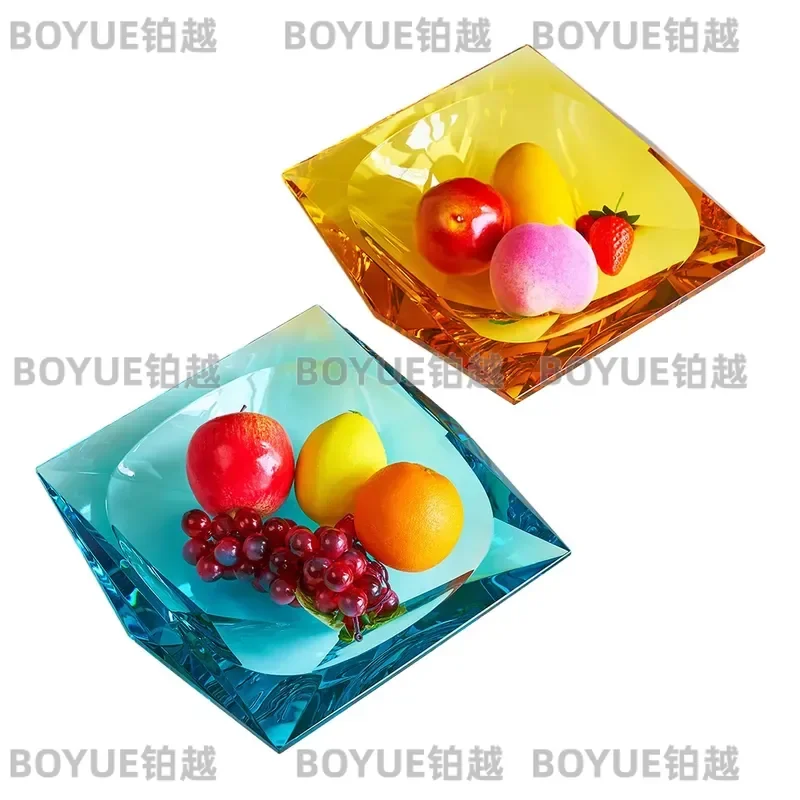artificial crystal fruit bowl modern home decor candy dish tray coffee table nut plate ornament gift