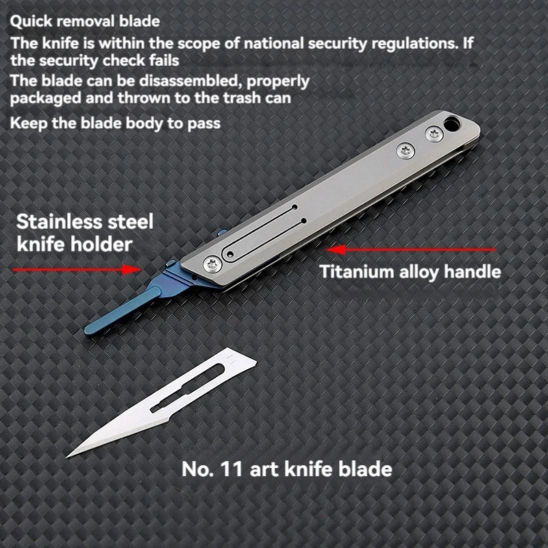 Mechanical titanium alloy folding surgical knife folding knife EDC outdoor unboxing pocket knife with 10 replaceable blades