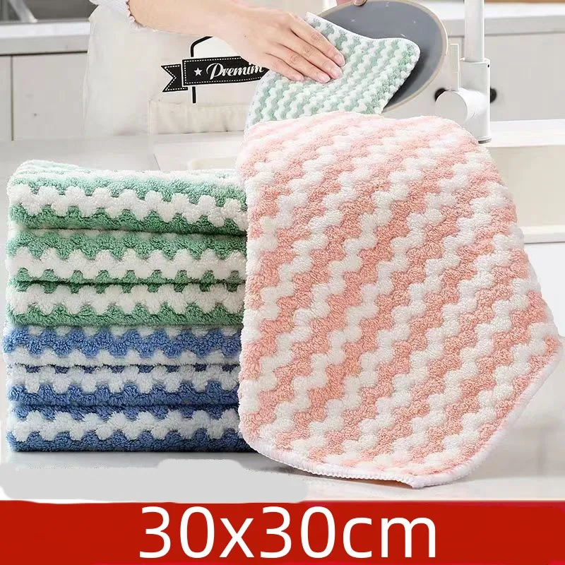 30x30cm kitchen dishwashing cloth superfine fiber water absorbent cleaning cloth for lazy people5pcs