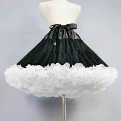Women's Black White Crinoline Petticoat Tutu Skirt Multiple Layers Ball Gown Half Slips  Underskirt for Wedding Bridal Dress