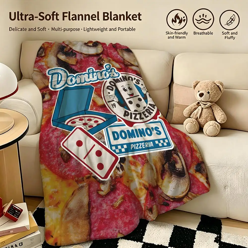 food D-Dominos Pizza-a Throw Warm Soft Flannel Blanket, Multi-use for Sofa Bed Camping Travel Nap