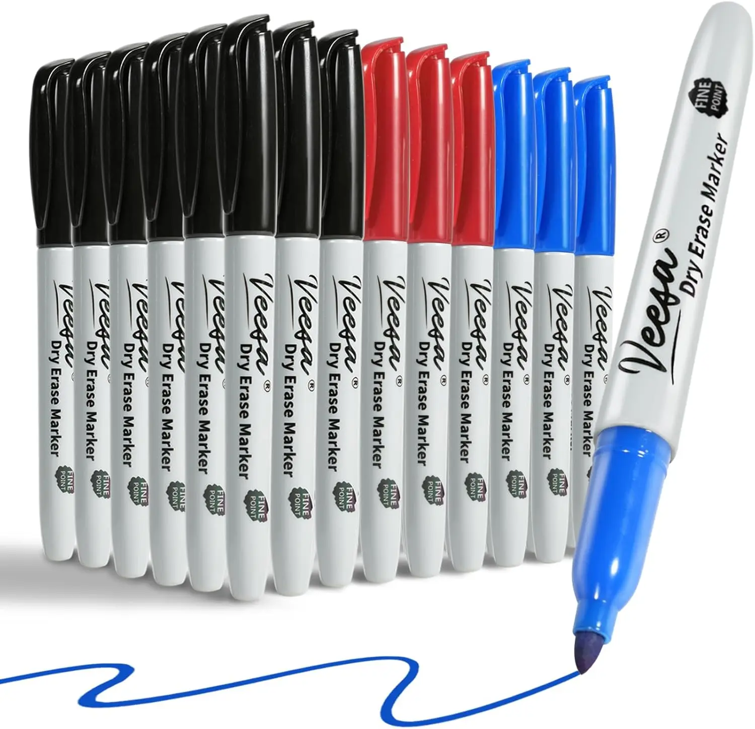 

Dry Erase Markers Fine Tip, 3 Assorted Colors Black Red Blue, 75 Count Low-Odor Whiteboard Pens for Office School Home