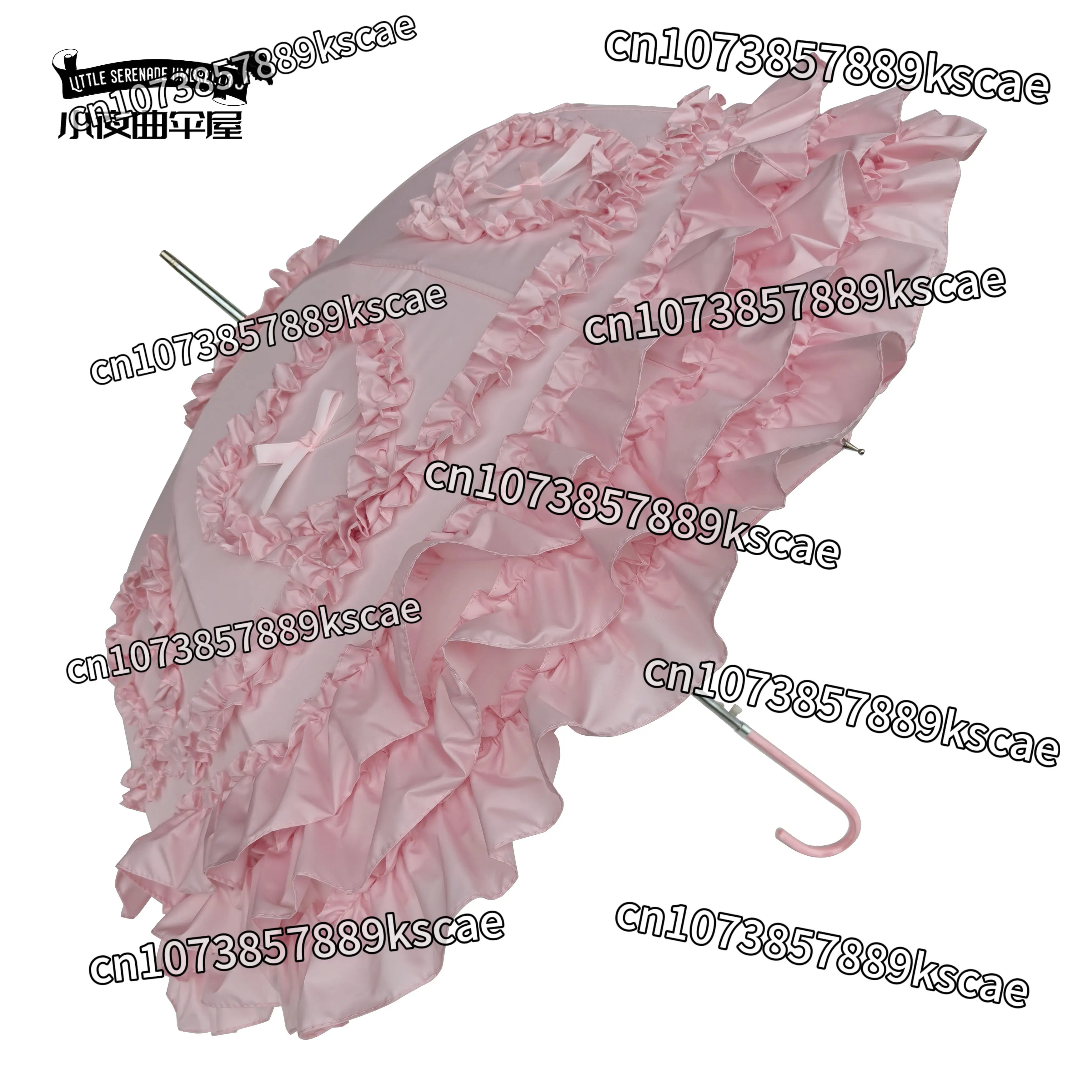 Heart Love Lolita Sun Protection Umbrella Girl Heart Princess Umbrella Color Matching Lace Straight Handle Bird Cage Lo Umbrella