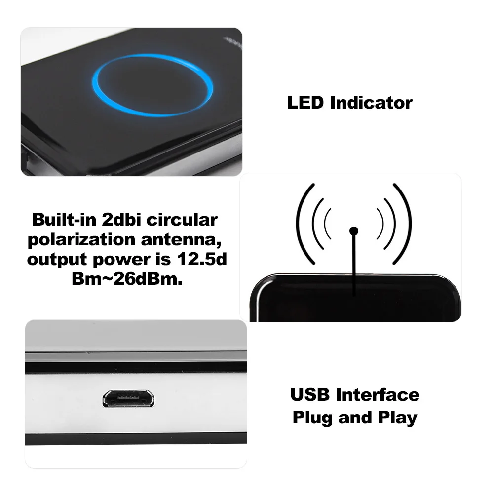 Desktop UHF Card Reader 915mhz UHF Reader Desktop Card UHF USB Interface Electronic Tag Non‑Contact LED Display USB UHF Reader