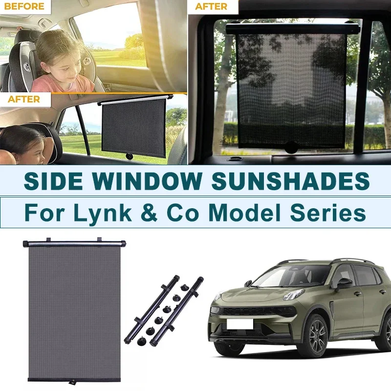 

2Pcs UV Protection Retractable Car Side Window Sun Shade Roller Blinds For Lynk & Co 01 02 03 05 06 07 08 09 Z10 Z20 900