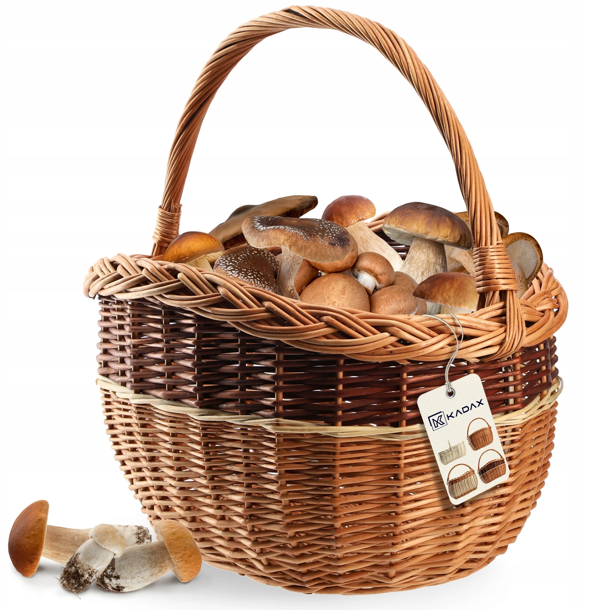 Image of KADAX Weidenkorb Pilz Einkaufen Picknick Obst mit Weidengeflecht Big Eco