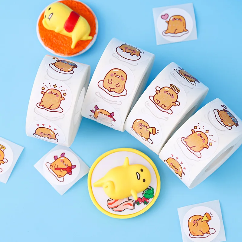 500Pcs Sanrio Gudetama Sealing Sticker Laptop Phone Sticker Diy Diary Stationery Luggage Graffiti Decals Kids Toys Gift For Girl