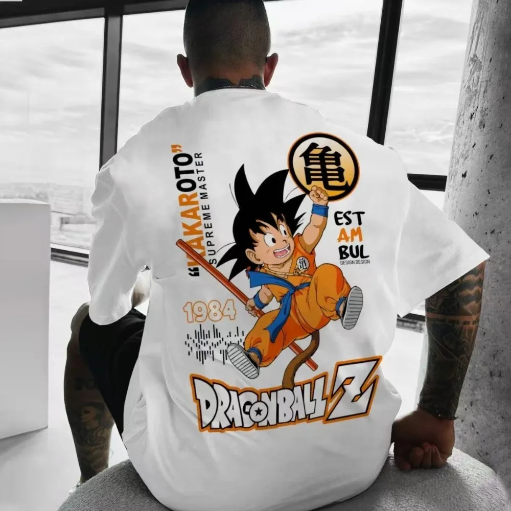 Camiseta de Animação Dragon Ball para Homens, Nova Coleção de Verão, Impressão Dupla Face, Solta, Casual, Estilo Harajuku, Manga Curta, Camiseta para 