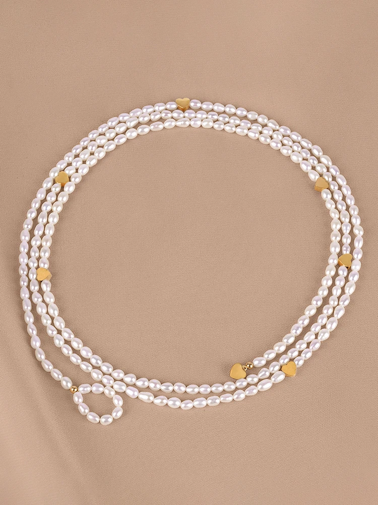 4-5mm shining oval flawless vintage nature freshwater Pearl long sweater necklace for Women Girl's choker jewelry