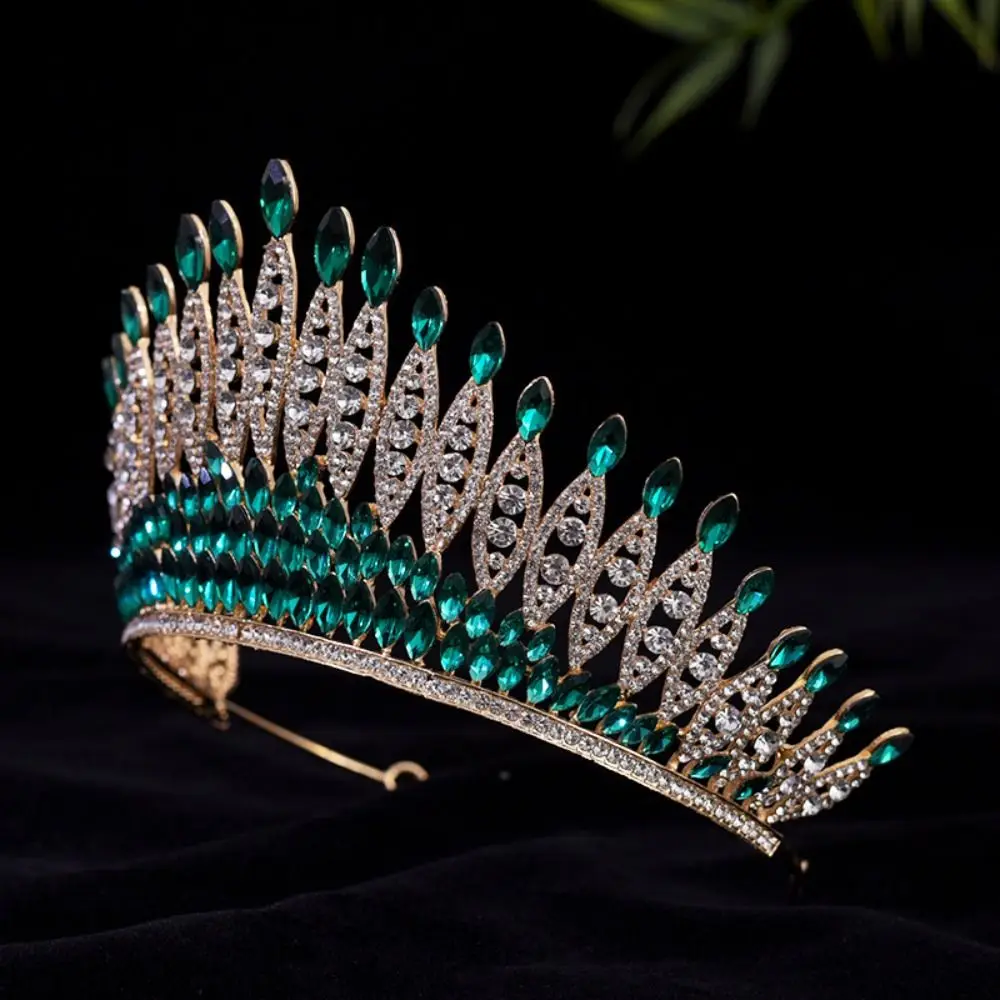 الفاخرة الباروك الملكة التيجان أنيقة تألق الزفاف أغطية الرأس خمر لامعة سبيكة الأميرة تاج المرحلة العروض