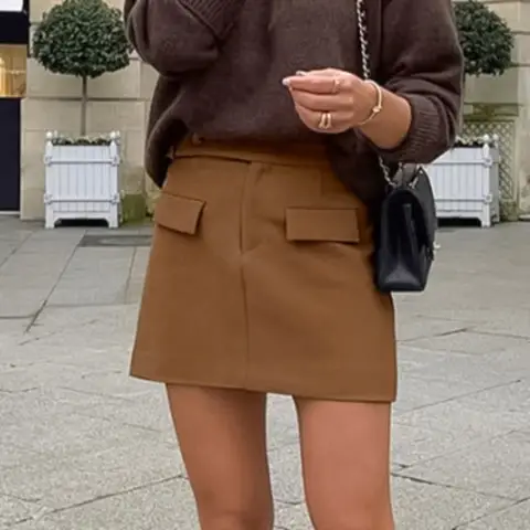 Trendix Brown Vintage Mini Skirt For Women Fall Winter Casual High Waist Sexy Short Skirt Party Club Fashion Elegant Skirt Femme